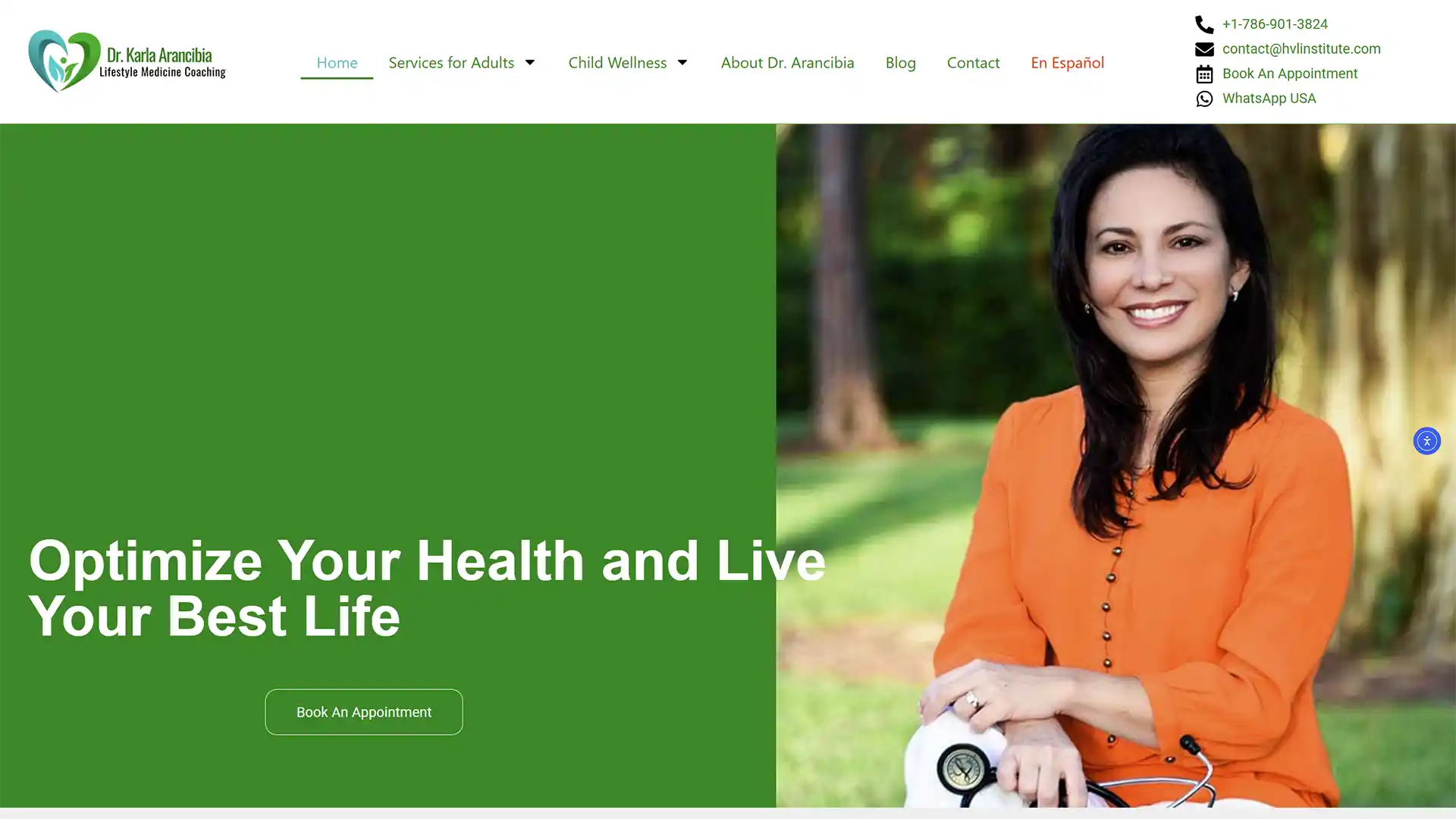 Dr. Karla Arancibia homepage screenshot