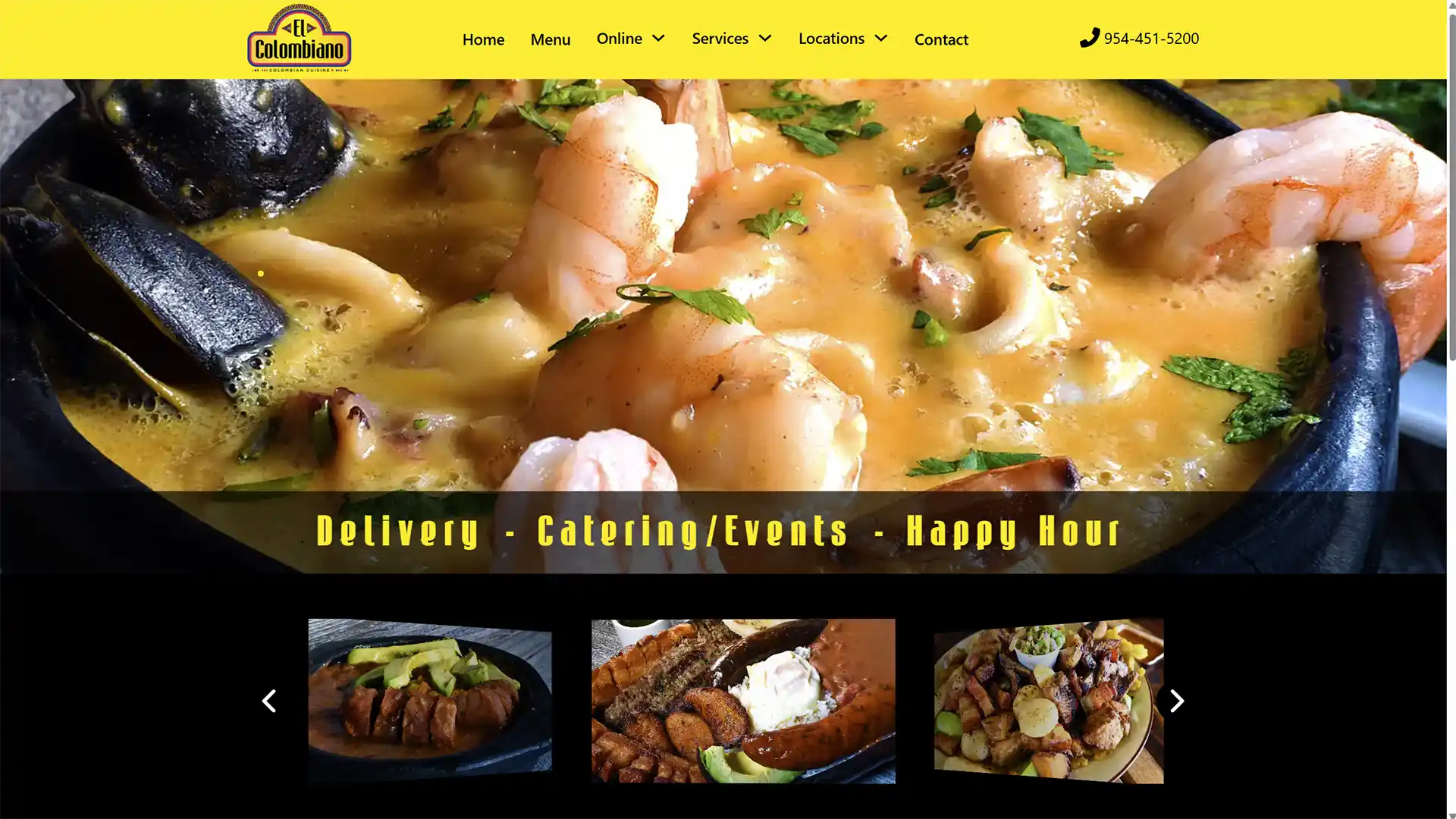 El Colombiano Cuisine homepage screenshot